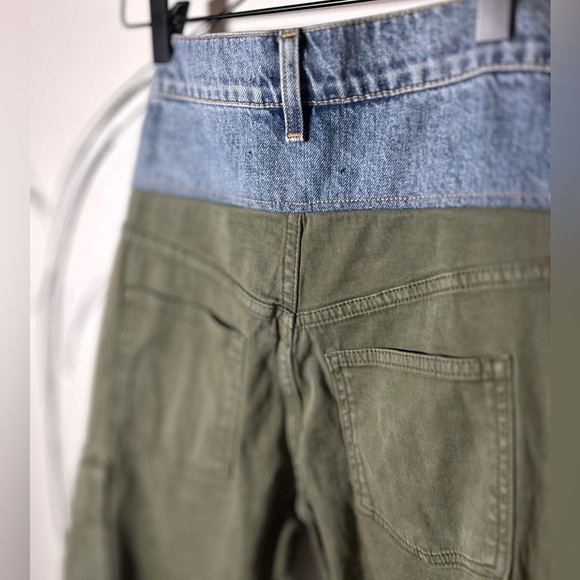 Hudson Women’s High Rise Green Cargo w/ Denim Waistband, 24 Waist, Ankle Pant - Picture 13 of 14